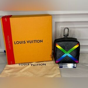 Louis Vuitton Monogram Eclipse Rainbow Bijoux Sac Square Pouch | Like New | Rare